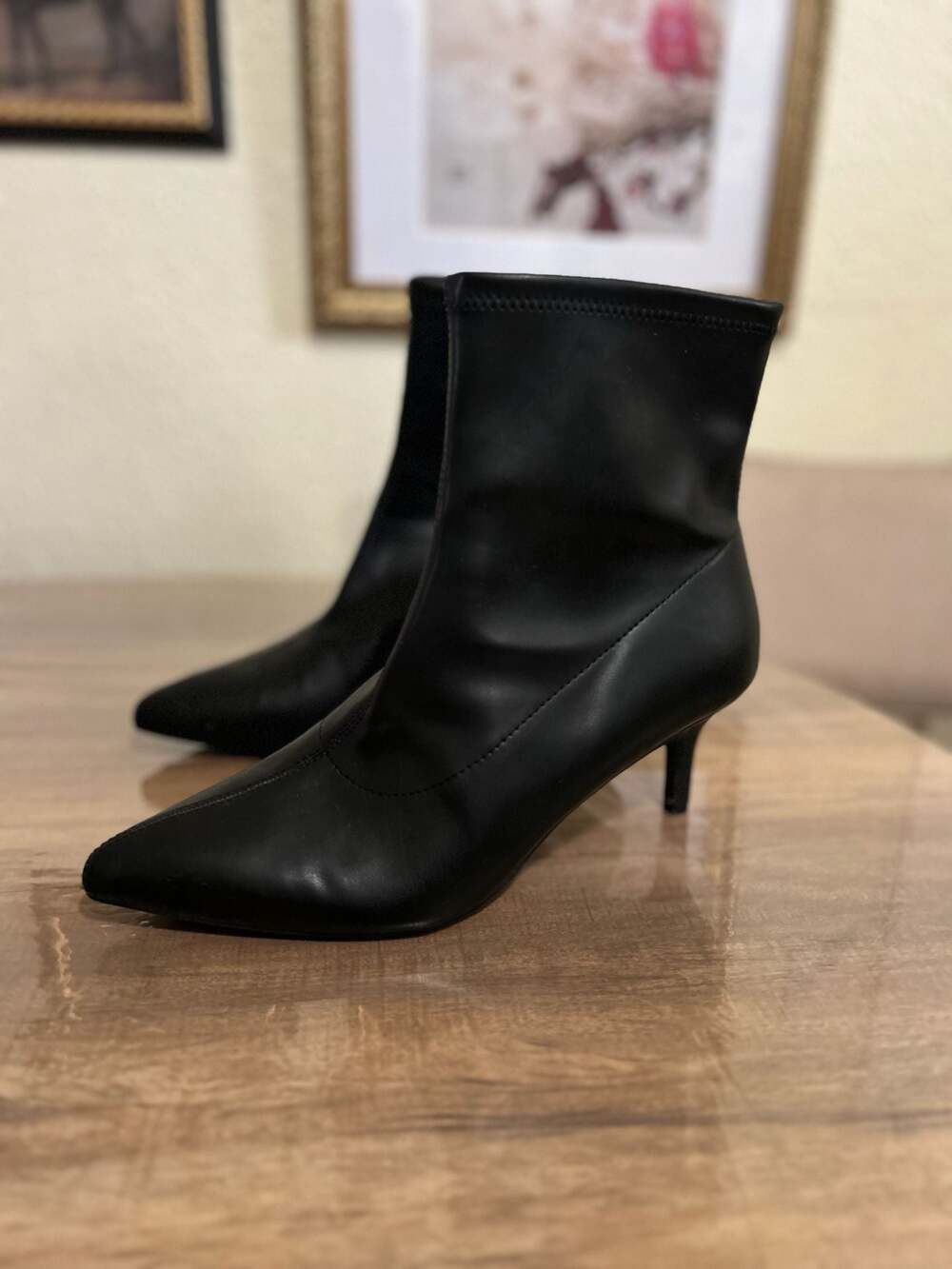 A New Day Manonnp Black Pointed Toe Kitten Heel Ankle Boots Size 11M